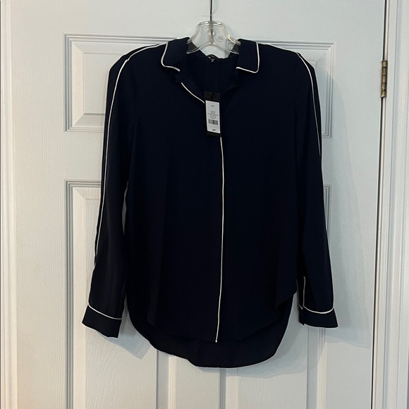 Dynamite Tops - Dynamite Dark Blue Button-Up with Light Trim
